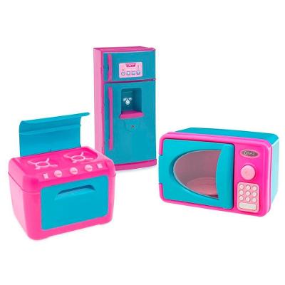 Kit Mini Brinquedo Cozinha Fogão Microondas Geladeira
