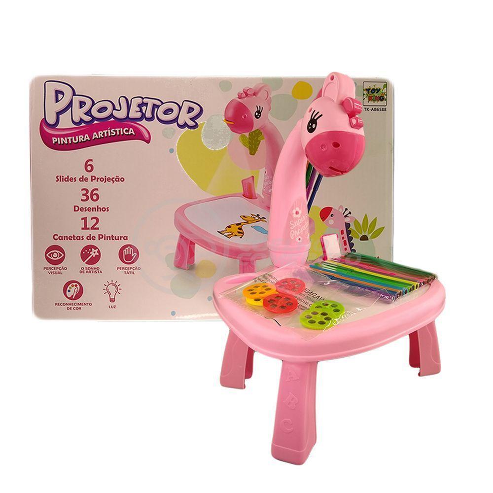 Projetor Para Desenho Infantil Mesa Pintura Girafa Rosa - 3