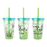 Copo De Plástico 450Ml Shine Teen Com Canudo - Art Brink - 1