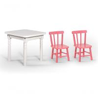 Conjunto Mesinha Infantil Branca Com 2 Cadeiras Kids Rosa - 1