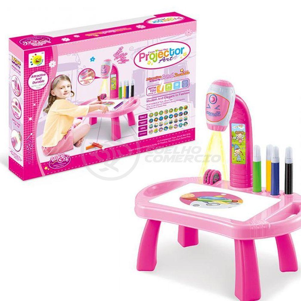 Projetor Para Desenho Infantil Mesa Pintura De Projeção Magica Brinquedos Aprendizagem Robo Rosa - 1