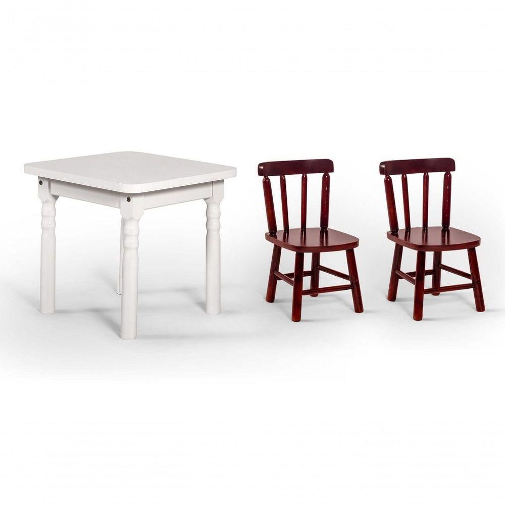 Conjunto Mesinha Infantil Branca Com 2 Cadeiras Kids Mogno - 1