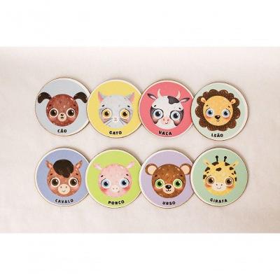 Jogo Da Memória Sein Animais Bilíngue - Temático Mdf - Madeira Mdf 18 Peças 8cm único