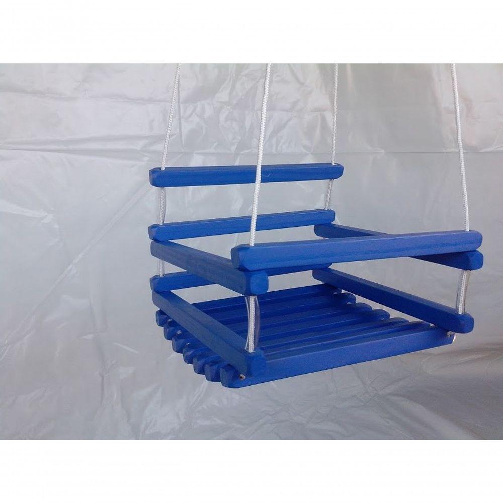 Balanço Gangorra Infantil Madeira 35x35 Azul Suporta 80 Kg - 1