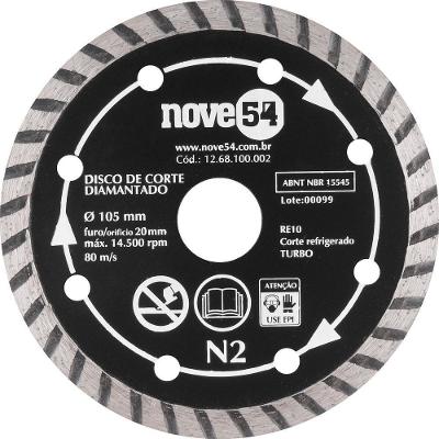 Disco Diamantado 105Mm Turbo Furo 20Mm N2 - Nove54
