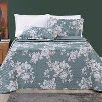 Kit Cobre Leito Colcha Queen 03 Peças Micropercal 200 Fios Duplaface Estampa Floral - Primavera - 1
