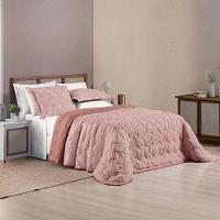 Kit Cobre Leito Colcha Katarine Queen 03 Peças Dupla Face Micropercal 300 Fios Detalhado - Rosê