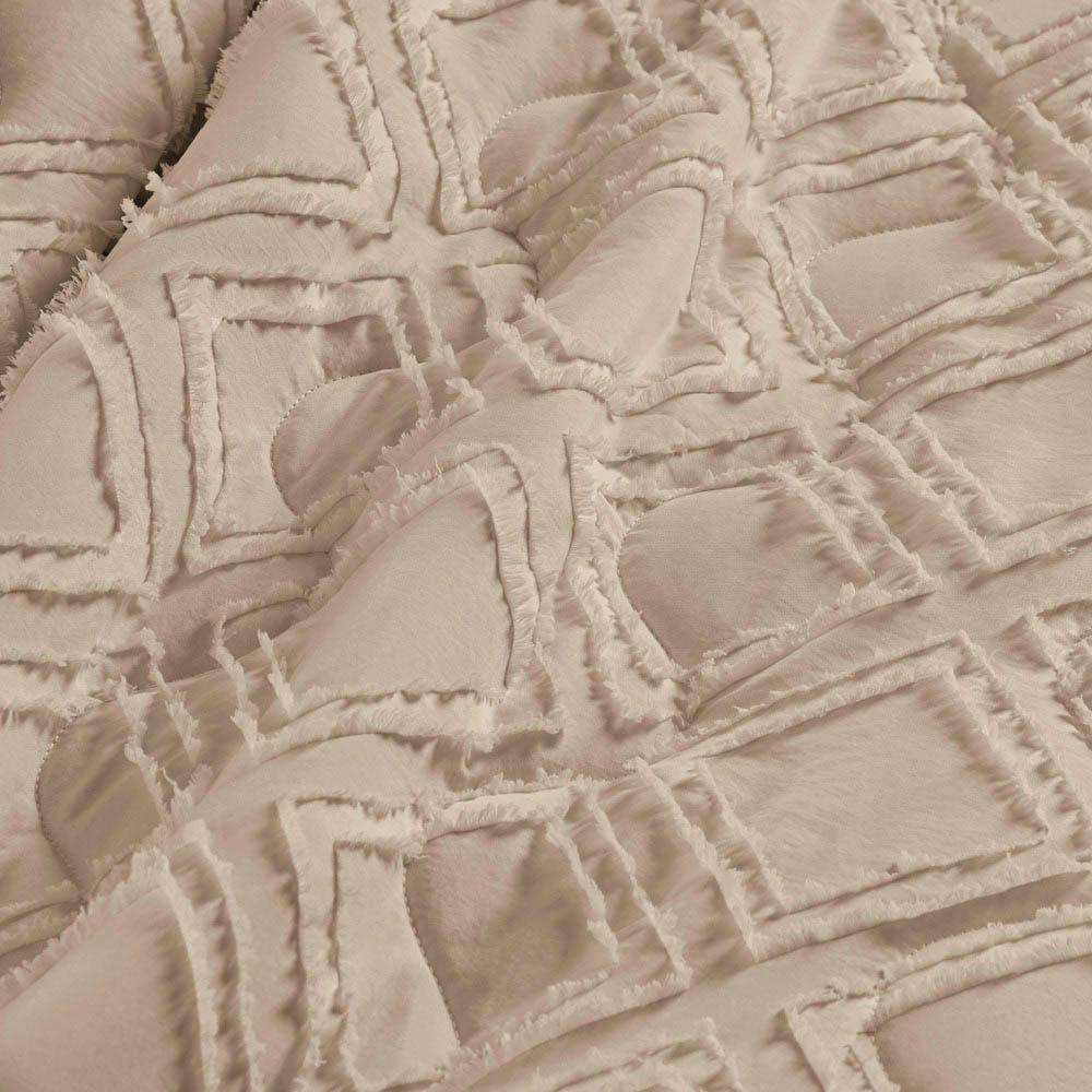 Kit Cobre Leito Colcha Katarine Queen 03 Peças Dupla Face Micropercal 300 Fios Detalhado - Cáqui - 5