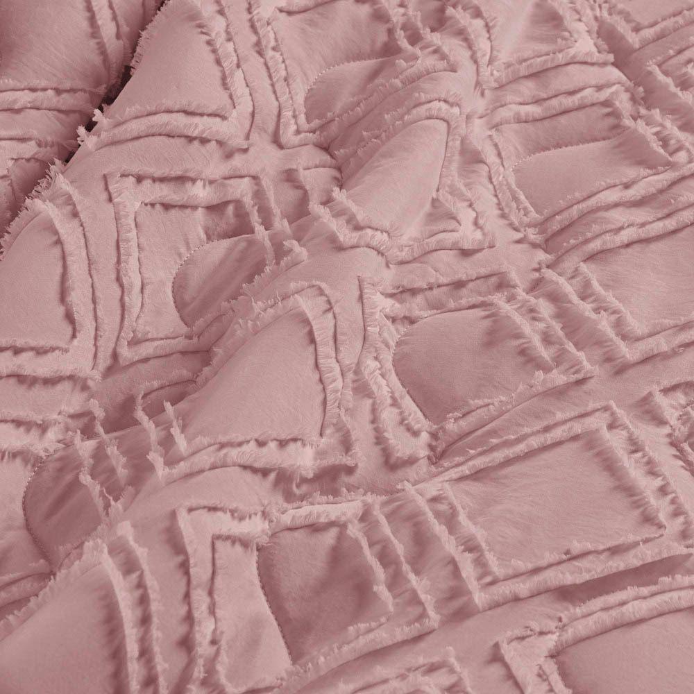 Kit Cobre Leito Colcha Katarine King 03 Peças Dupla Face Micropercal 300 Fios Detalhado - Rosê - 6