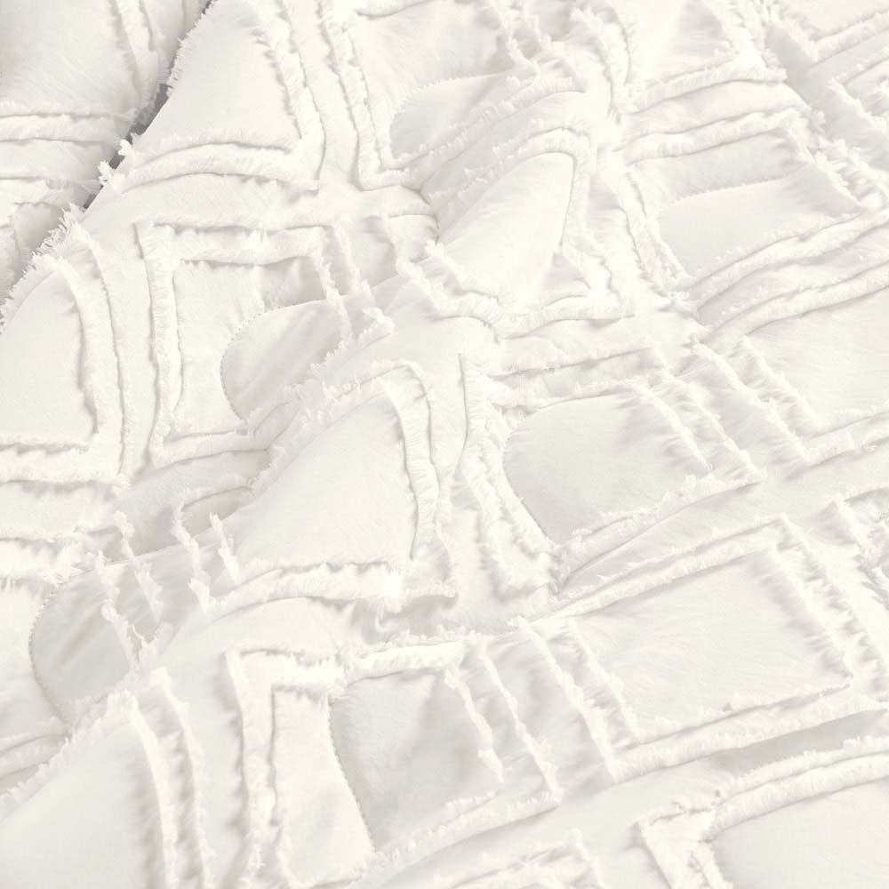 Kit Cobre Leito Colcha Katarine King 03 Peças Dupla Face Micropercal 300 Fios Detalhado - Off White - 2