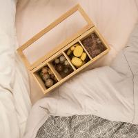 Caixa Organizadora De Bambu Oikos Com Palha E 4 Divisórias Retangular