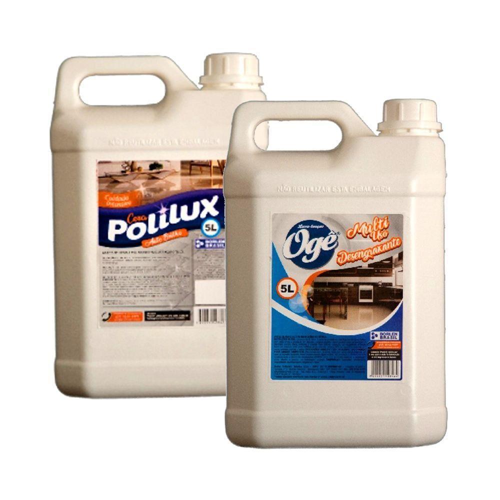 Kit Cera Polilux Emulsionada E Multiuso Desengraxante 5l - 1