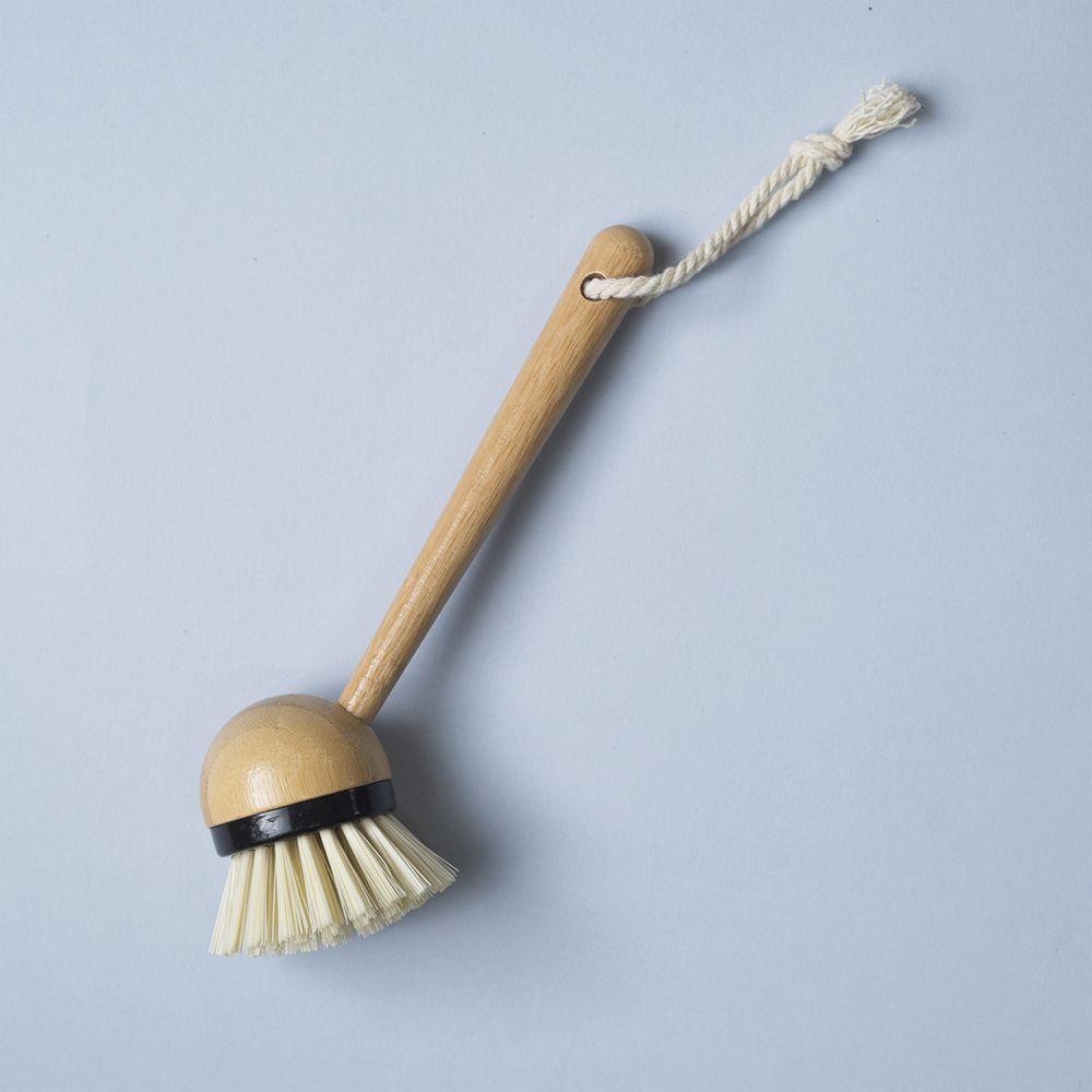 Escova De Bambu Oikos Redonda Com Cabo Para Limpeza Preta - 4