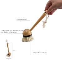 Escova De Bambu Oikos Redonda Com Cabo Para Limpeza Preta - 3