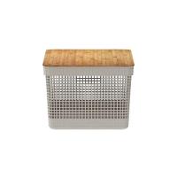 Cesto Organizador Grid Bege 20 L Com Tampa De Bambu 39 X 29 X 22,6 Cm - 9