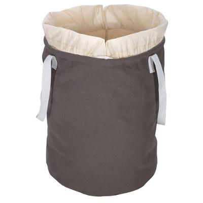 Cesto Organizador Em Lona Cinza Com Fechamento Corda