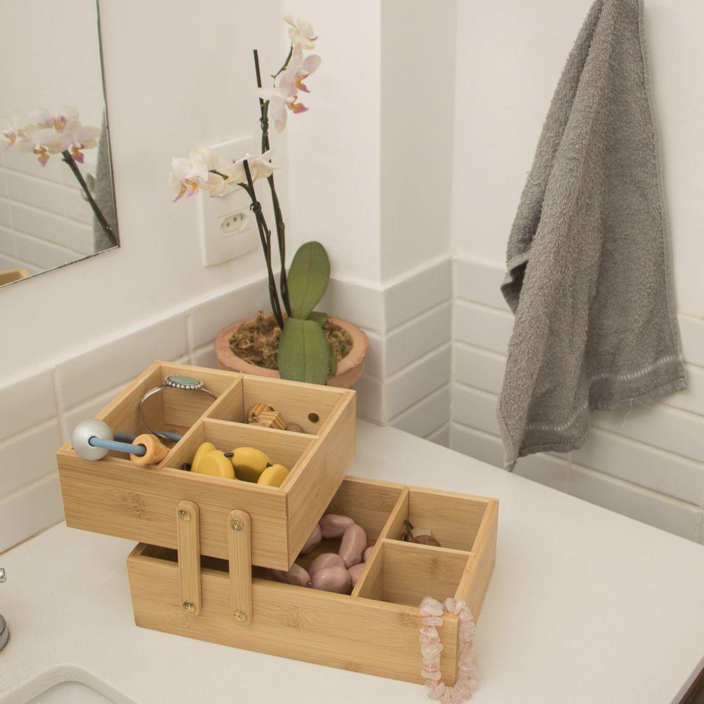 Caixa Organizadora De Bambu Oikos Com 2 Andares Retangular - 2