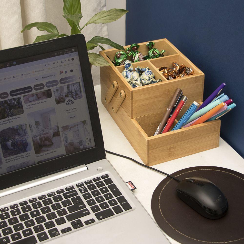 Caixa Organizadora De Bambu Oikos Com 2 Andares Retangular - 4