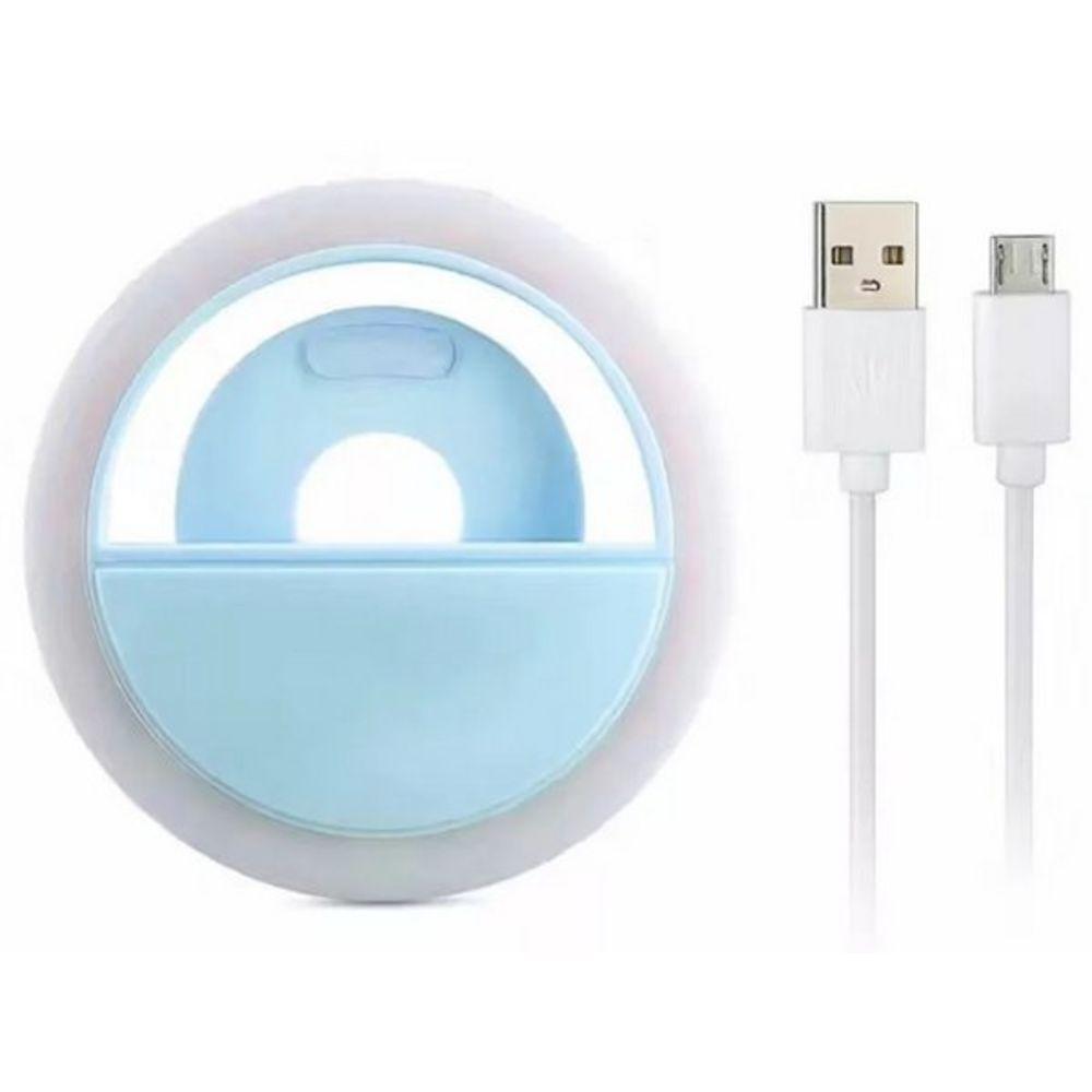 Luz De Selfie Ring Light Anel Led Flash Celular Recarregável Azul - 2