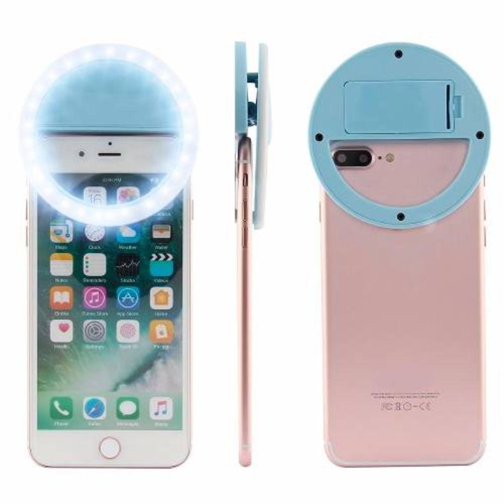 Luz De Selfie Ring Light Anel Led Flash Celular Recarregável Azul - 3