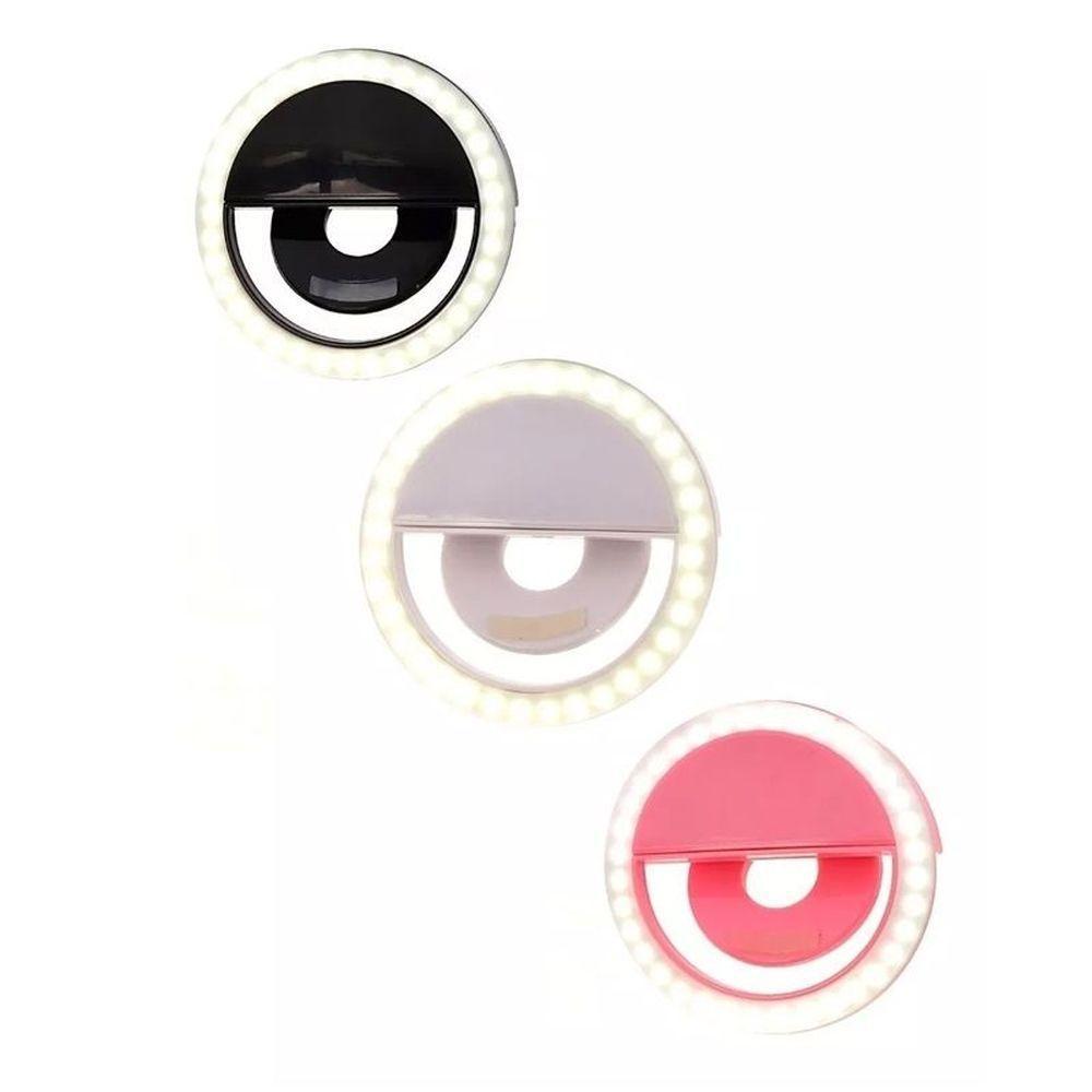 Luz De Selfie P/Celular Formato Ring Light Recarregável Rosa - 2