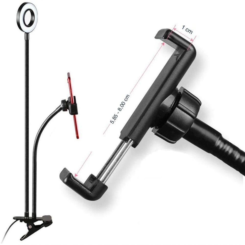 Iluminador Ring Light Suporte Articulado De Mesa Live Stream Para Celular Smartphone 2 Em 1 - 4