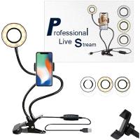 Iluminador Ring Light Suporte Articulado De Mesa Live Stream Para Celular Smartphone 2 Em 1 - 2
