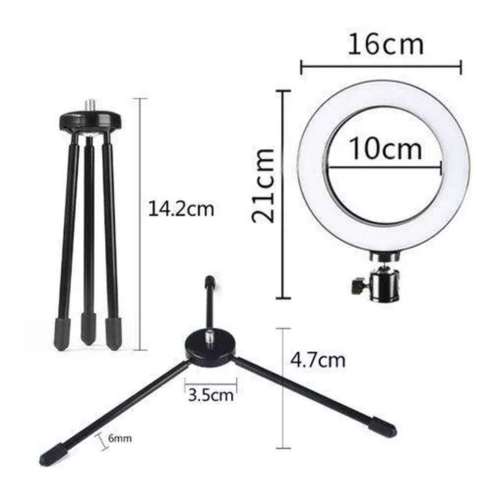Iluminador Ring Light 16Cm Usb Led Misto 3500K 5500K + Tripe . - 2