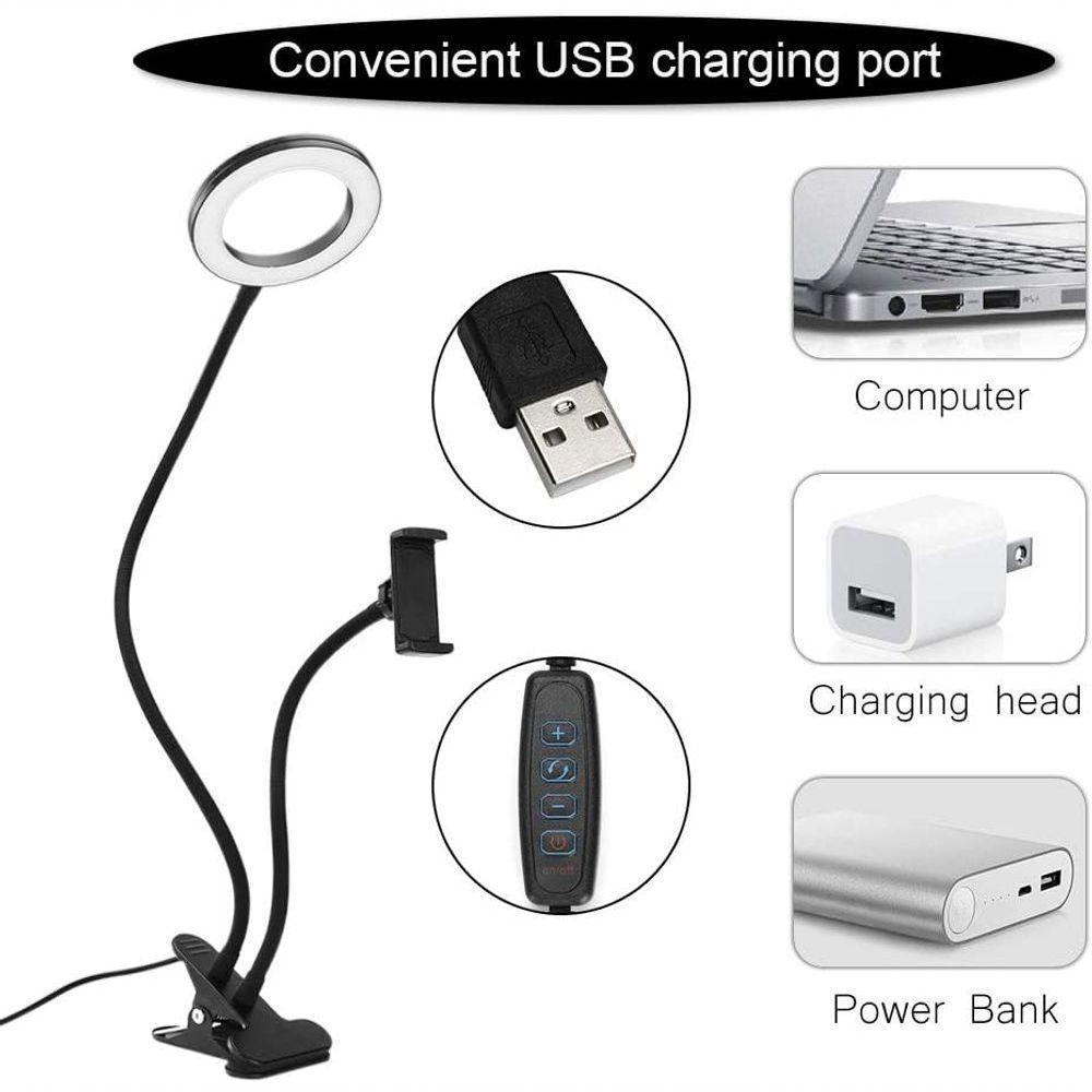 Sunbaca Clip On Led Selfie Ring Light Com Suporte Para Telefone Celular Garra 2 Em 1 - 2