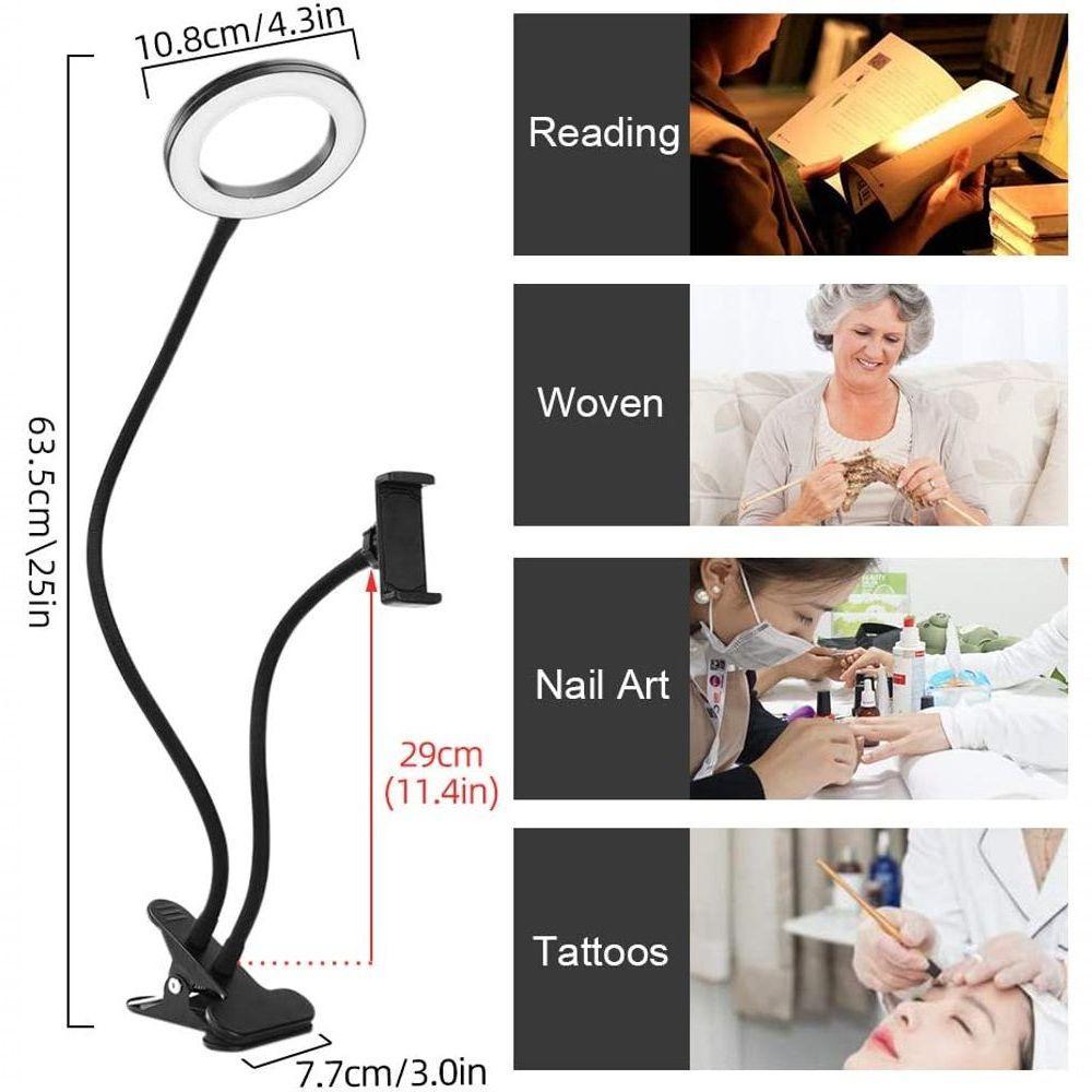 Sunbaca Clip On Led Selfie Ring Light Com Suporte Para Telefone Celular Garra 2 Em 1 - 4