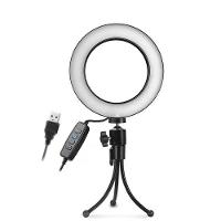 Iluminador Ring Light Led Usb Com Tripé - 16Cm - Controle Cor Luminosidade . - 1