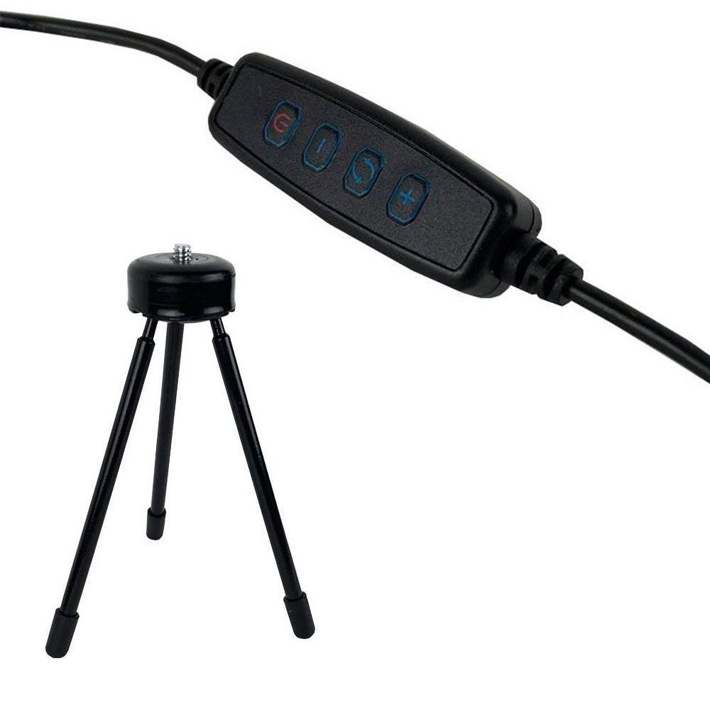 Iluminador Ring Light Tripe Mesa Portatil Luz Quente/Fria 6 Pl- 16 Cm - 2