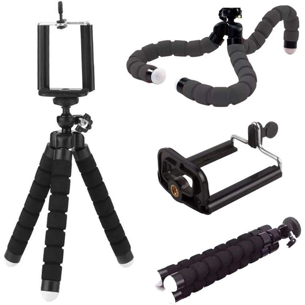 Tripe Suporte Celular Smartphone Flexível Tripé Gravar Vídeo Preto P - 1