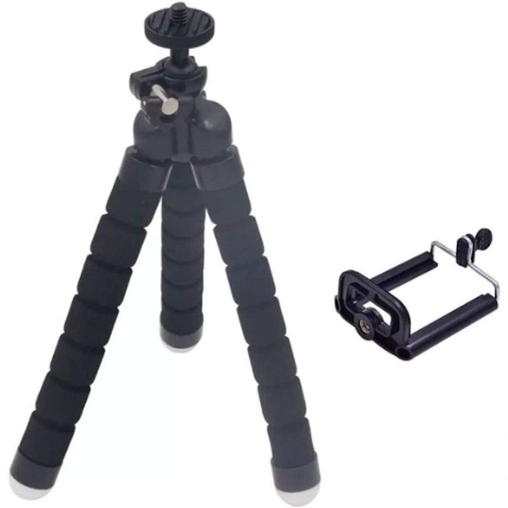 Tripe Suporte Celular Smartphone Flexível Tripé Gravar Vídeo Preto P - 2