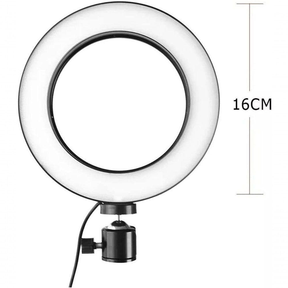 Iluminador Ring Light 6 Polegadas 16Cm Usb Led Apoio Mesa . - 4