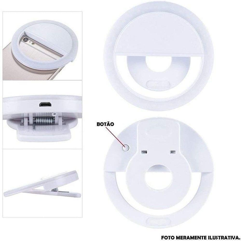 Luz Para Selfie Ring Light Celular Carga Via Usb Branco - 2