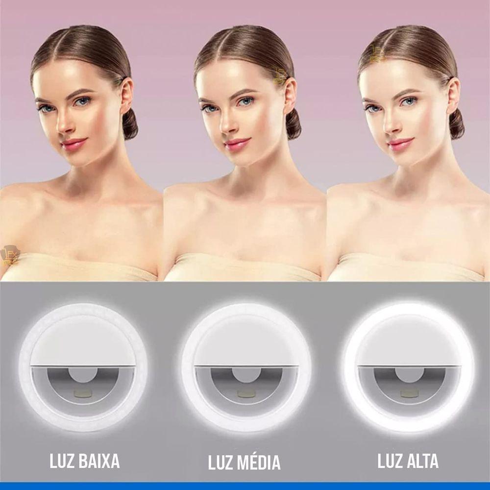 Luz Para Selfie Ring Light Celular Carga Via Usb Branco - 3