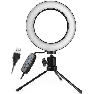 Ring Light Anel De Selfie Iluminador Luz Led Tripé Mesa 16cm 6 Polegadas