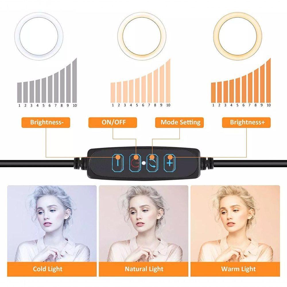 Ring Light 8" De Mesa + Tripé Iluminador Arco De Led - 5