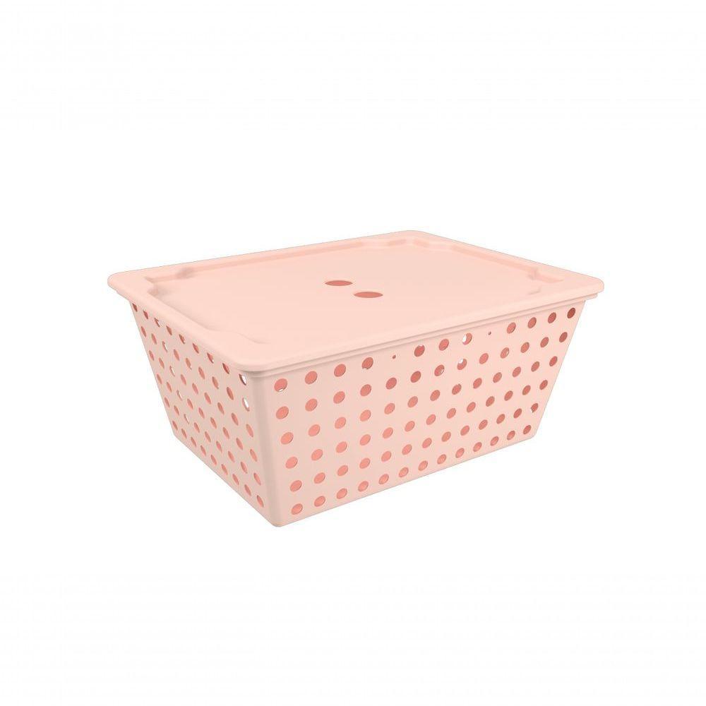 Cesta One Maxi Com Tampa 39 X 30 X 16,8 Cm Rosa Blush Coza - 1