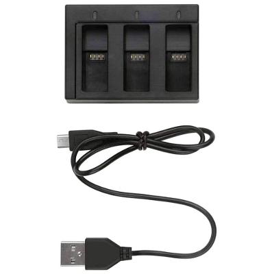 Carregador Triplo + Cabo USB para Câmeras GoPro 5/6/7/8 Black