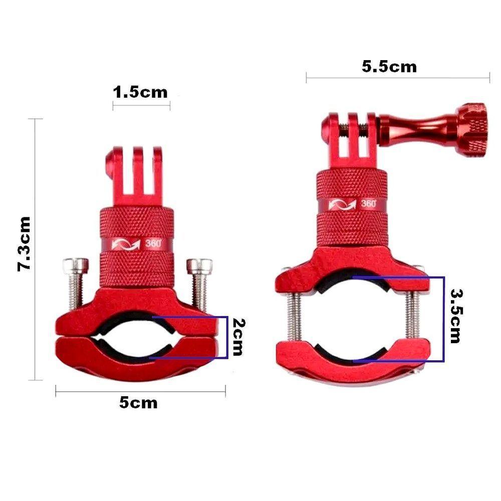 Suporte de Guidão em Alumínio 360° para GoPro e Similares Cor Vermelho - 2