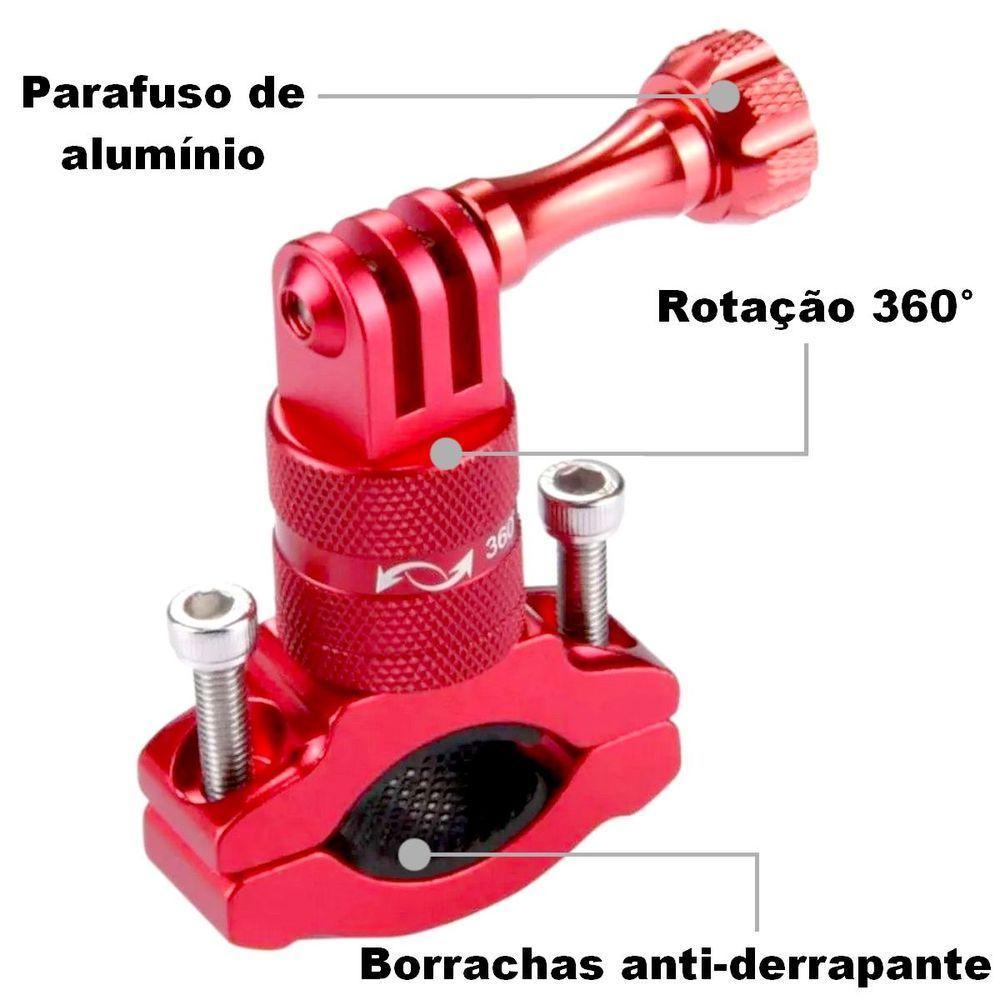 Suporte de Guidão em Alumínio 360° para GoPro e Similares Cor Vermelho - 3