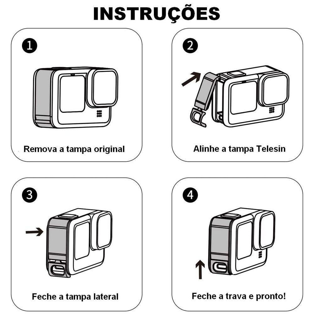Tampa Lateral Aberta para Câmera GoPro 9, 10 e 11 Black - Telesin - 2