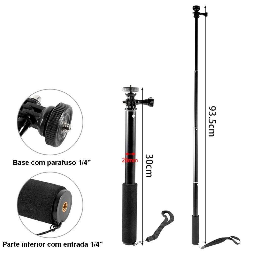Bastão Selfie 93,5cm Prova D'água para Câmeras GoPro e Similares - 3