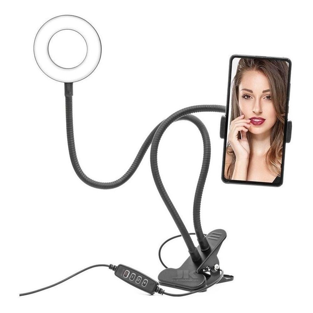 Hing Light Led Suporte Celular Tripe Mesa Iluminador Luz Iluminacao Anel Fotografia Video 2 Em 1 - 2