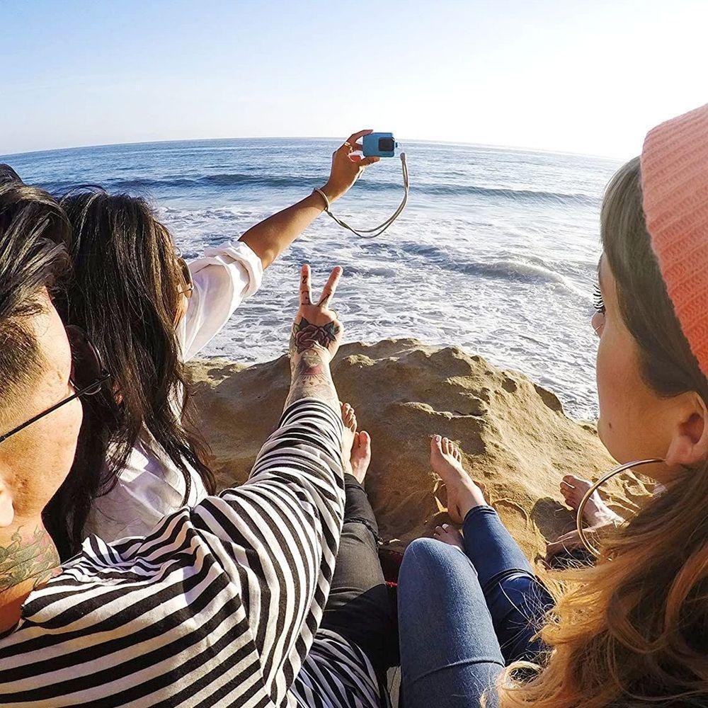 Capa Silicone Sleeve + Cordão Lanyard  para GoPro 5/6/7 Cor Azul - 3