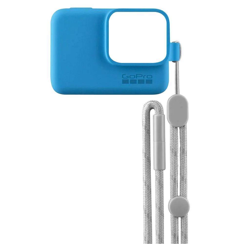 Capa Silicone Sleeve + Cordão Lanyard  para GoPro 5/6/7 Cor Azul - 5