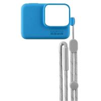 Capa Silicone Sleeve + Cordão Lanyard  para GoPro 5/6/7 Cor Azul - 5