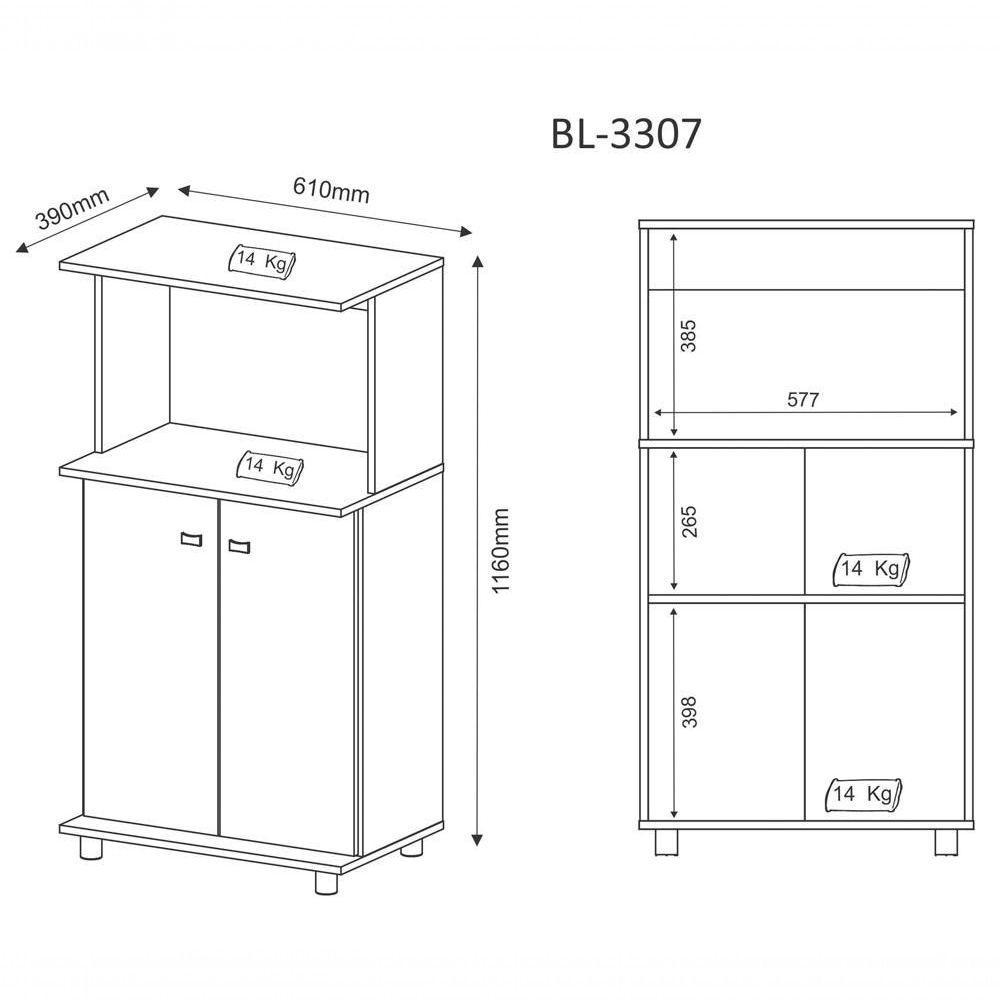 Balcão Para Forno E Microondas 02 Portas Bl3307 Branco - 5